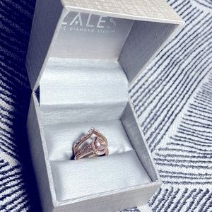 Zales 10k Rose Gold Engagement Ring and Wedding Band set